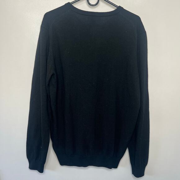 Pronto Uomo Men's Black Merino Wool Sweater XL Preppy Classic V-Neck Knit - Picture 5 of 6